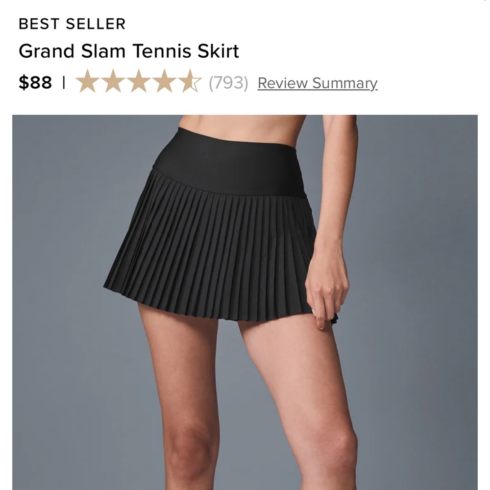 ALO Yoga Black Pleated Mini Skirt Athletic